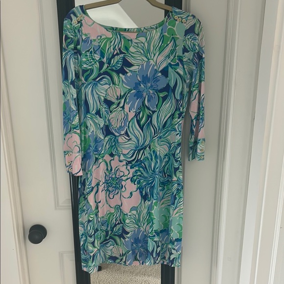 Lilly Pulitzer Floral Print Dress with 3/4 Sleeves UPF-50 - Picture 2 of 7